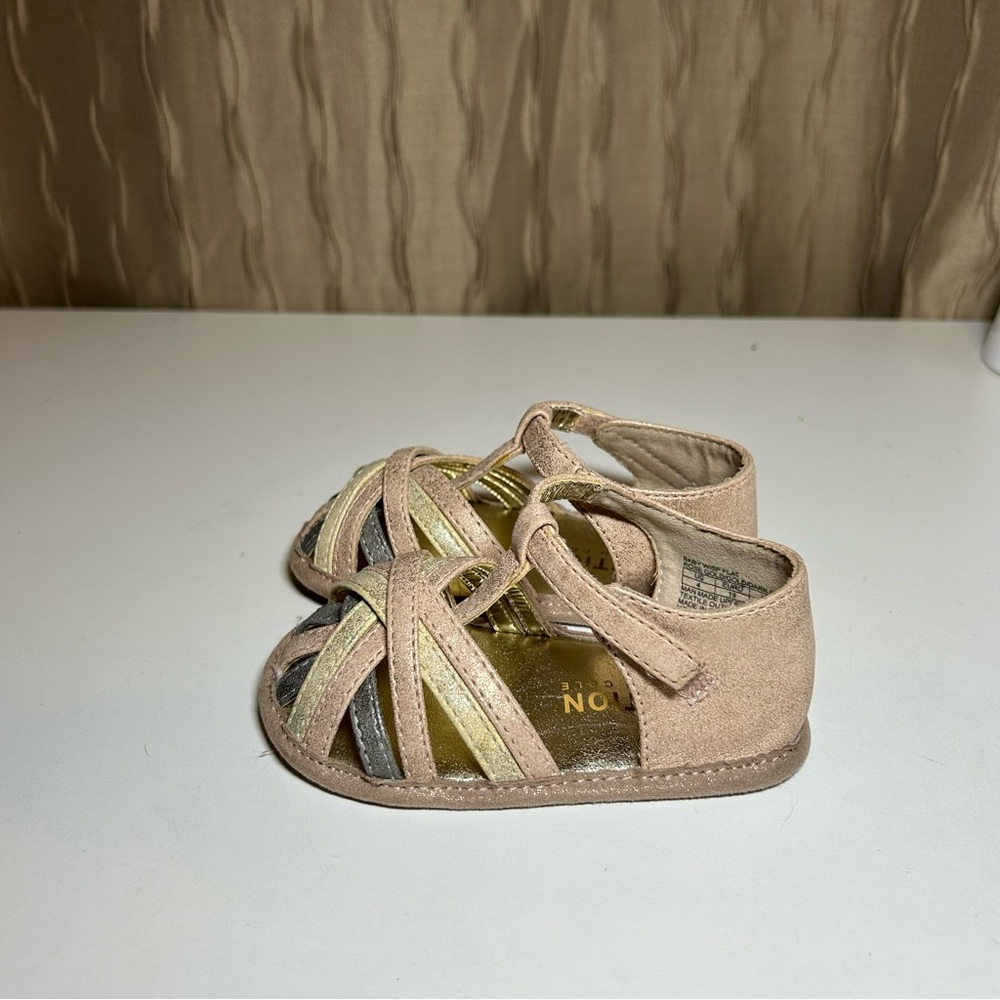 Kenneth Cole Reaction Baby Wisp Flat Infant 4 Rose Gold Silver Gold Sandal